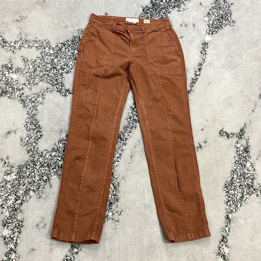 Anthropologie The Wanderer Utility Pants Rust Ramie Lyocell Womens Size 27